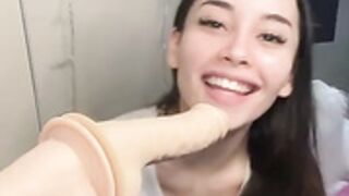 Aria Lee sucks a dildo