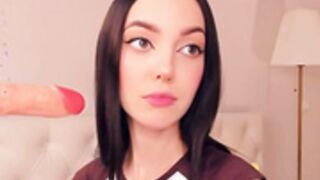 Evalanis sucks dildo better than a pro