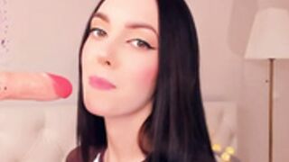 Evalanis sucks dildo better than a pro