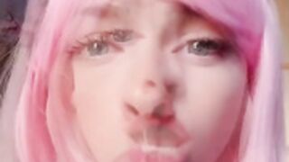 Adorable Amy sucks a dildo, relax & pretend its you