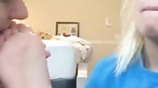 Friends sharing a foot