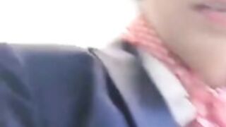 Flight attendant uses in flight wifi to cam