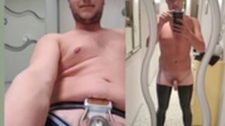 Benjamin Fiegl wichsen in Latex und Kondom Sperma