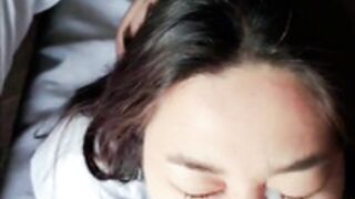 Thick facial cumshot blast on asian