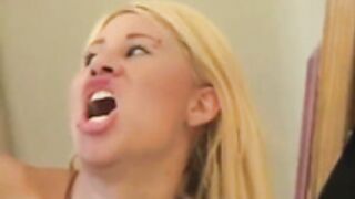 Retro blonde girl and kid bengala