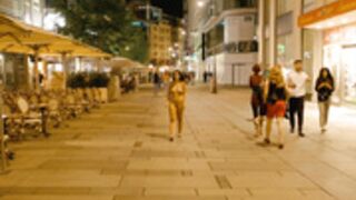 Jennifer fully naked in busy town center