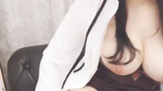 Japanese teacher playing with a dildo