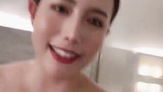 Maria Nagai soaping his body and getting into the bath