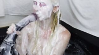 Brooke Dillinger soaking in horse cum