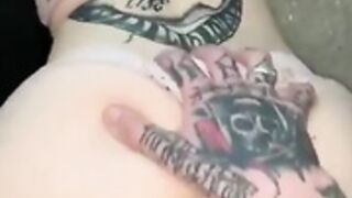 Tatted Emo Girl, Blowjob, Doggystyle creampie