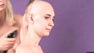 gorgeous nude brunette shaved completely smooth bald