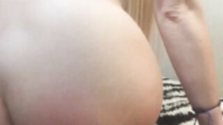 Blonde fucks herself in the asshole with a cucumber