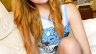 Penny Petite teases and masturbates until squirting cum