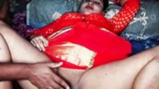 Riya bhabhi fun in red saree