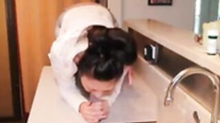 Amateur Asian dildo gagging