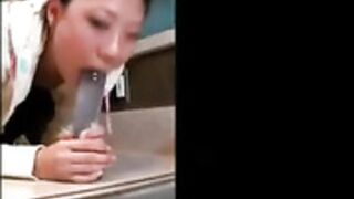Amateur Asian dildo gagging
