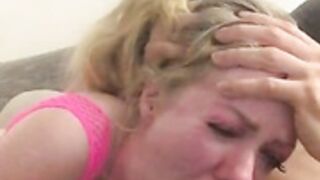 Deepthroat as deep as she can