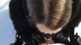 Cristall Gloss - Fur coat blowjob in park