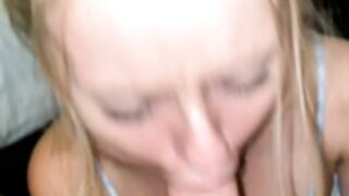 Beautiful blonde eyes blows your cock POV