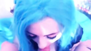 mecha musume jinx cosplay blowjob