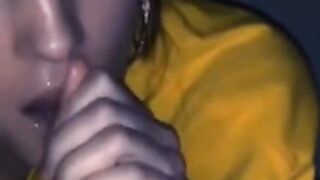 eyes contact cum in mouth