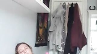 Little Dreamer slut home alone cumming with magic wand