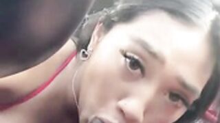 baddie sucking big black cock after cleaing car