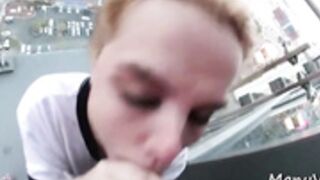 Cloe  balcony blowjob and facial in Las Vegas