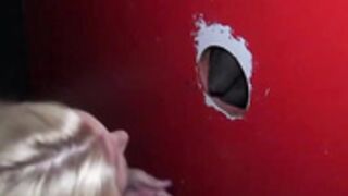 JennyJizz at the gloryhole getting facials