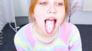 Non Nude nip slip AND pretend CUM on tongue
