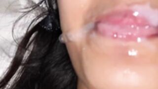 mask girl cum in mouth