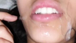 mask girl cum in mouth
