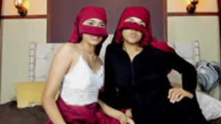 Hot_arab_dream kissing+half face+ boobs oiling