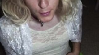 SalivatingSub Cum's through her Panties and Deepthroats