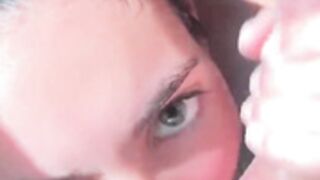 Green Eyed Slut Sucks and Swallows in Shower