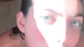 Green Eyed Slut Sucks and Swallows in Shower