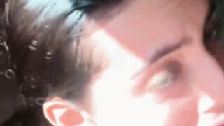 Green Eyed Slut Sucks and Swallows in Shower