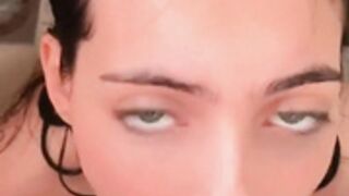 Green Eyed Slut Sucks and Swallows in Shower