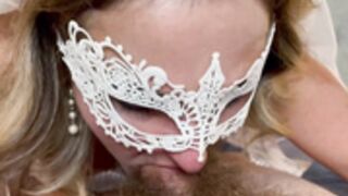 Masked MILF: Plugged Bride Goes for a Ride, gets Facial