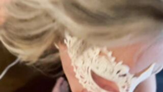 Masked MILF: Plugged Bride Goes for a Ride, gets Facial