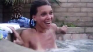 Gets off in hot tub