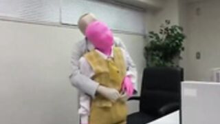 Zentai office couple fuck