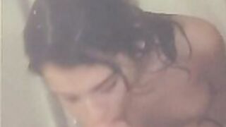 Stephanie Chavez sucking in the shower