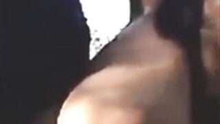Huge fake tits MILF deepthroat blowjob in public park