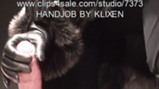 fur coat and leather gloves