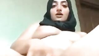Sexy Hijab whore teasing pussy