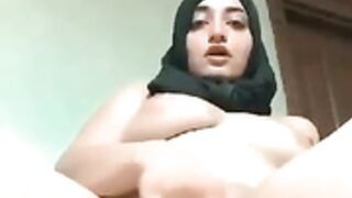 Sexy Hijab whore teasing pussy