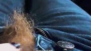 redhead rubs one out in car