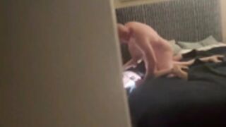 Husband jacks off at door while he watches