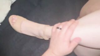 Husband jacks off at door while he watches